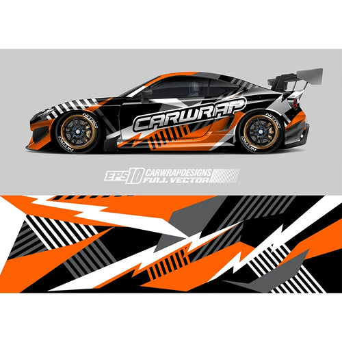 Abstract Orange White Colorful Full Body Racing RV Graphic Decals