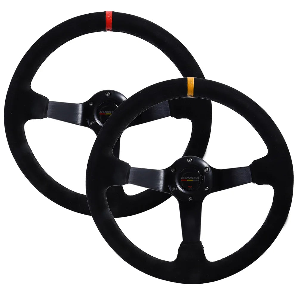 350mm/14Inch Sport Steering Wheel Suede Leather Drift Racing Game