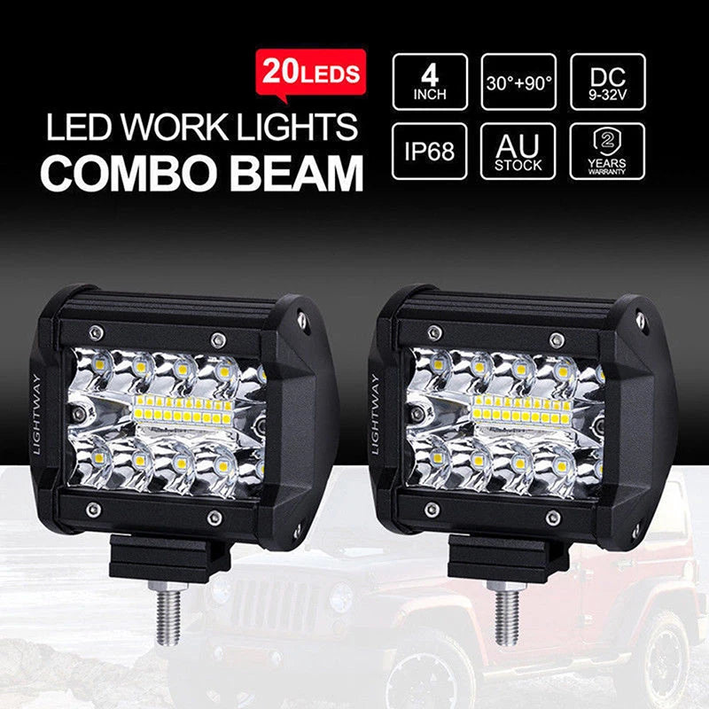 4" Inch 60W 20LED Work Light Flood Spot Combo Off-road Driving Fog