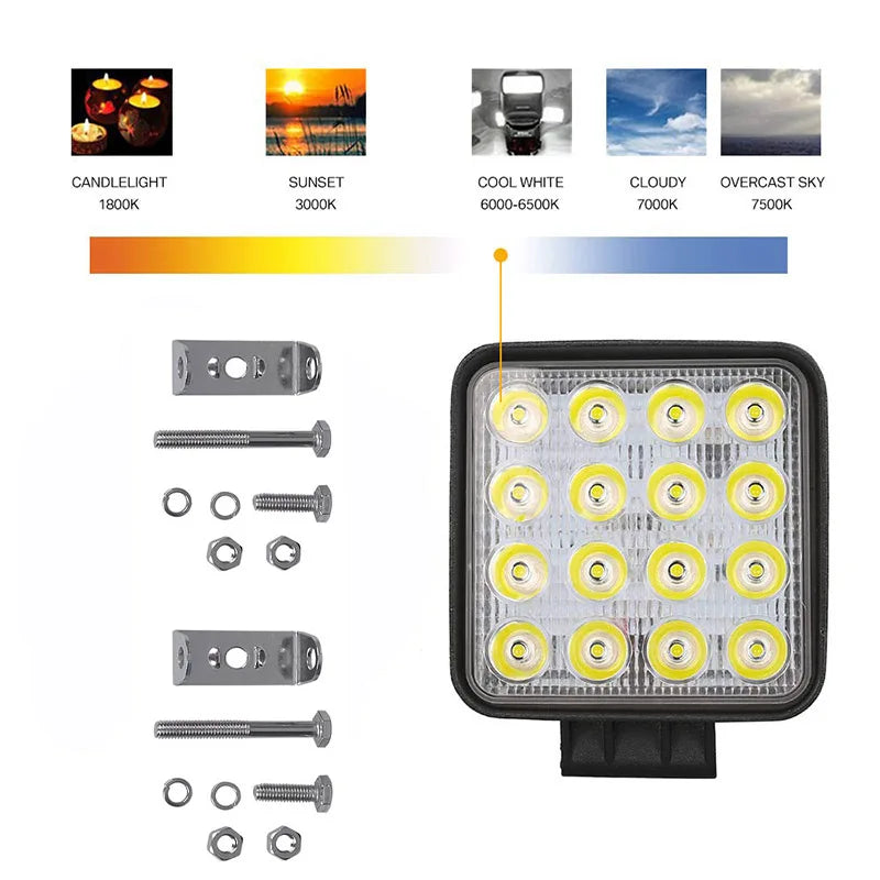 ZK30 DS 4x4 LED Spot/Flood Work light 9-30V Car 48W 6000LM 64W 8000LM