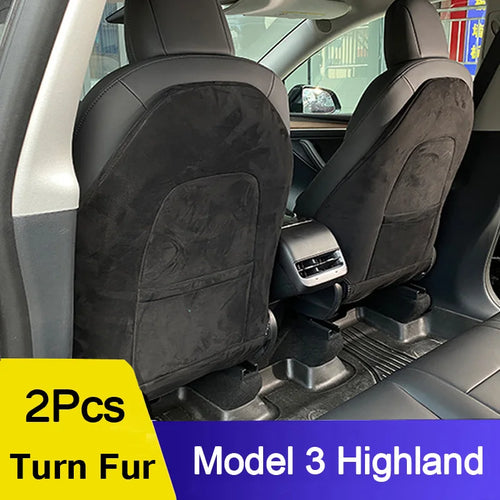 2024 For Tesla Model 3 Highland Turn Fur Suede Seat Back Anti Kick