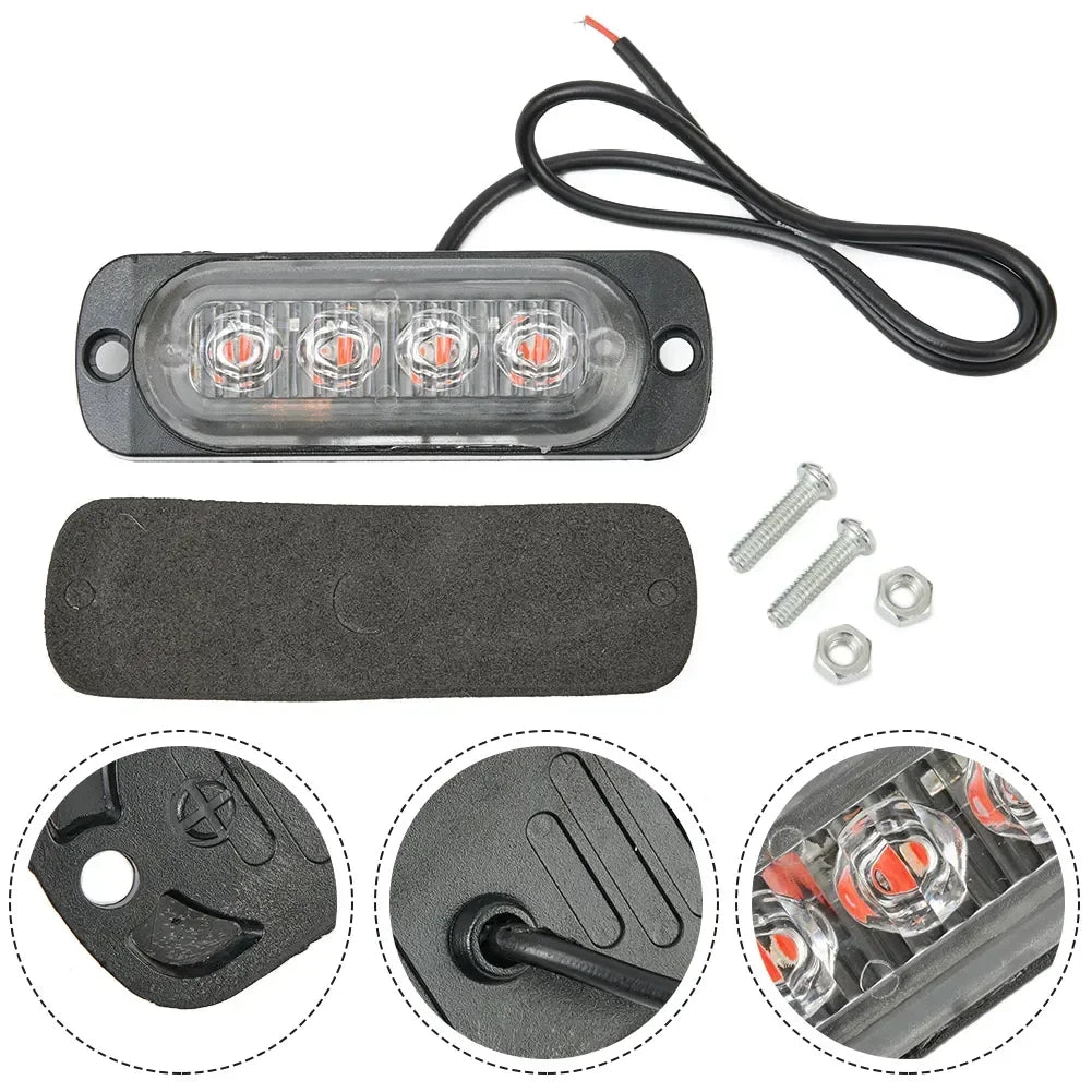 12V 4LED Led Warning Light Off-Road Car Trucks Safety Urgent Working