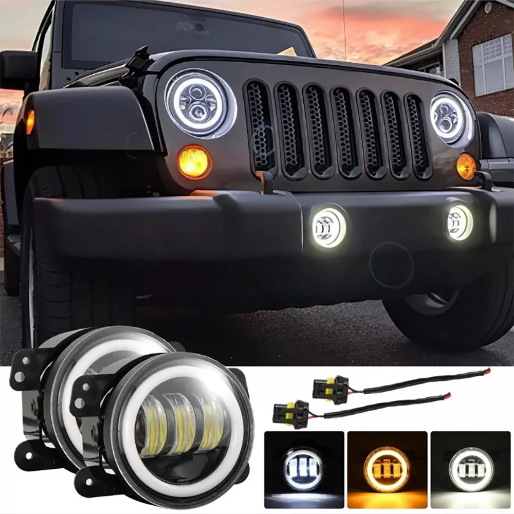 4 Inch Fog Lights For Jeep Wrangler 2007-2015 Dodge