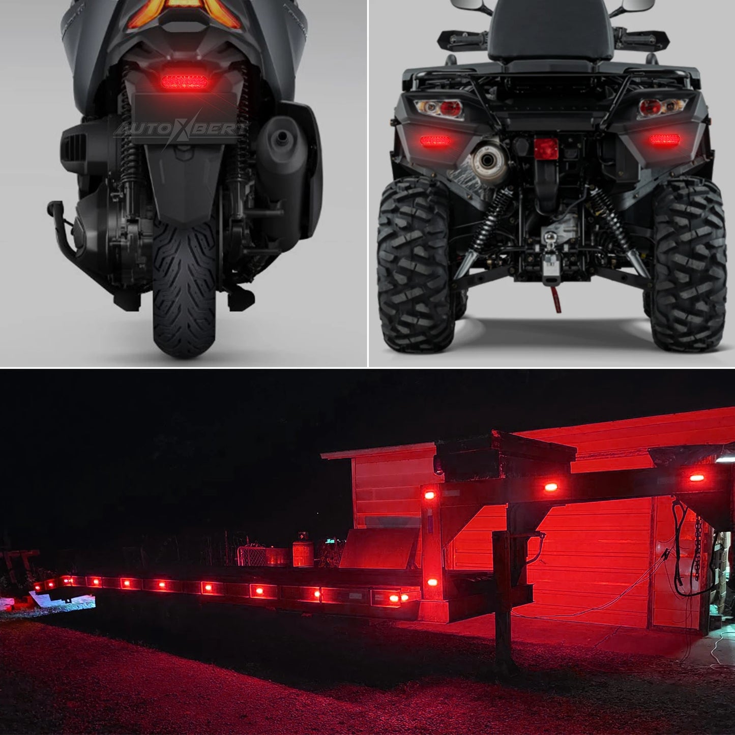 2x Universal Red Tail Brake 24 LED Light Motorcycle Motorbike Stop Fog