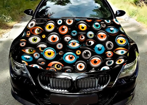 Scary Monster Eyes Car Hood Decal Stickers Wrap Vinyl Film Engine