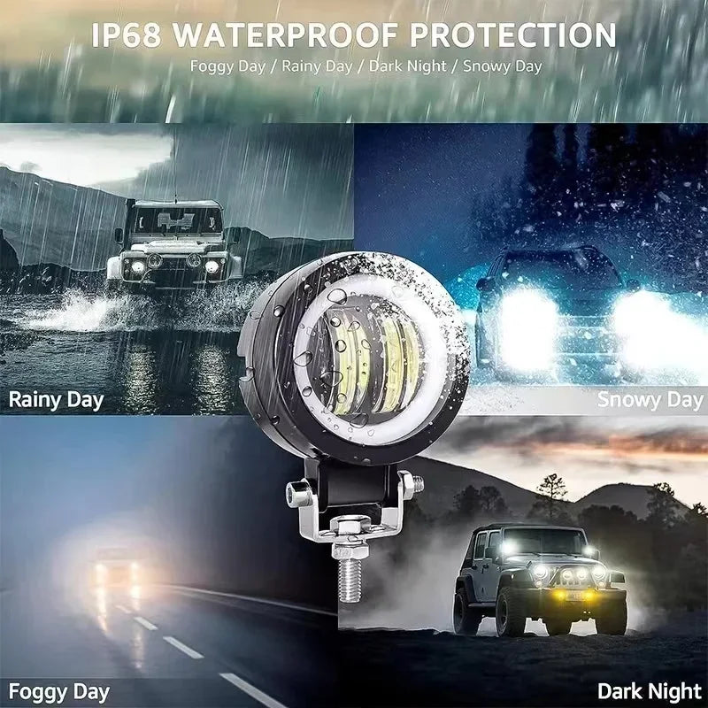 3 Inch 7D Lens LED Motorcycle Headlight Waterproof Angel Eye Work