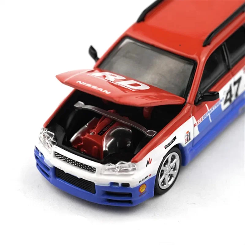 1/64 GTR GT-R R34 Avant Station Wagon Track Alloy Racing Car Model