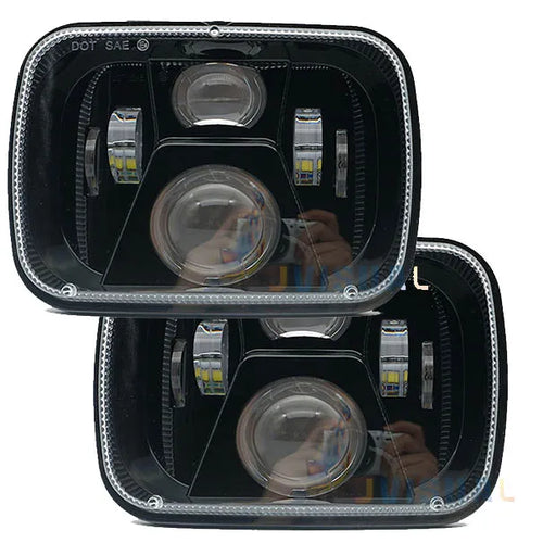 1Pair Headlamp 55W for Jeep YJ XJ Cherokee 5x7" Rectangular Led