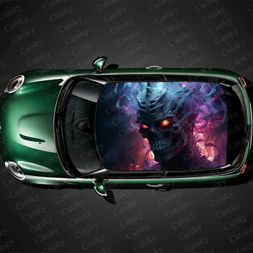 Scary Monster Design Car Roof Sticker Wrap Racing SUV Accessories