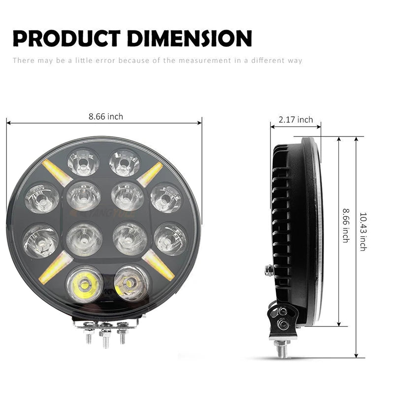 1PCS 9 Inch Round LED Light 120W Led Work Light for SUV ATV 4x4