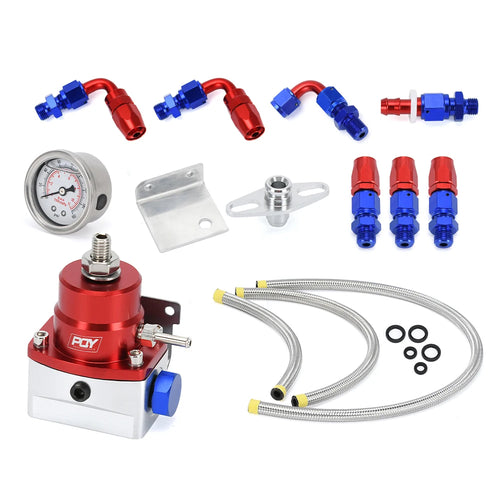 LIZHI - Universal Adjustable Fuel Pressure Regulator With Gauge+AN6