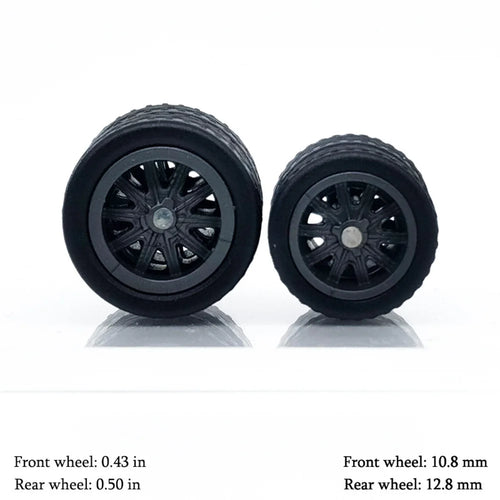 1/64 Model Car Wheels with Rubber Detachable Tires Ten Spokes