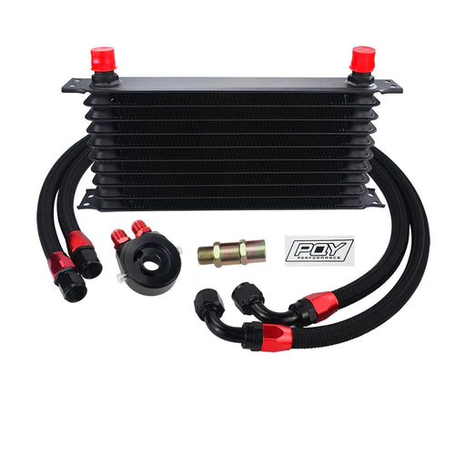 Universal 10 Rows Oil Cooler Kit + Oil Filter Sandwich Adapter +