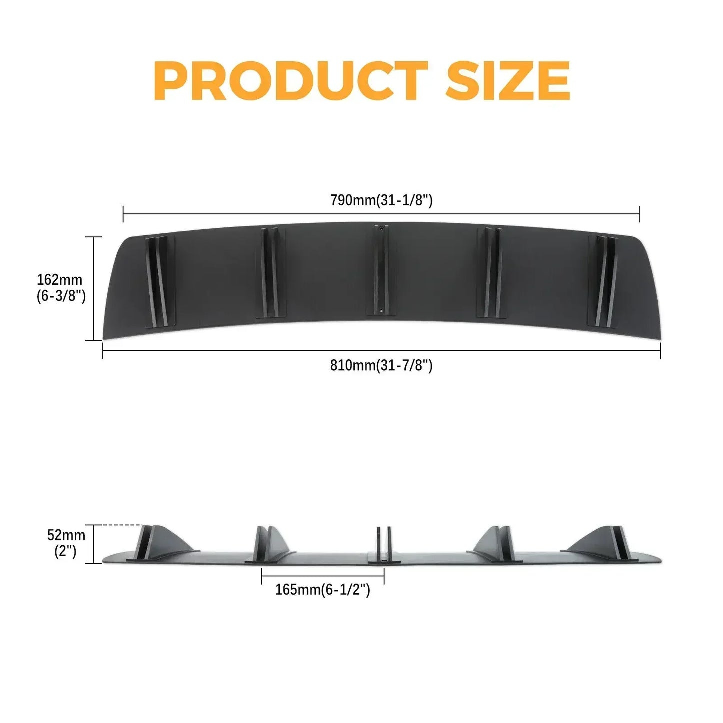 81.5cm Universal For Ford Mustang GT Rear Bumper Diffuser 5 Shark Fin