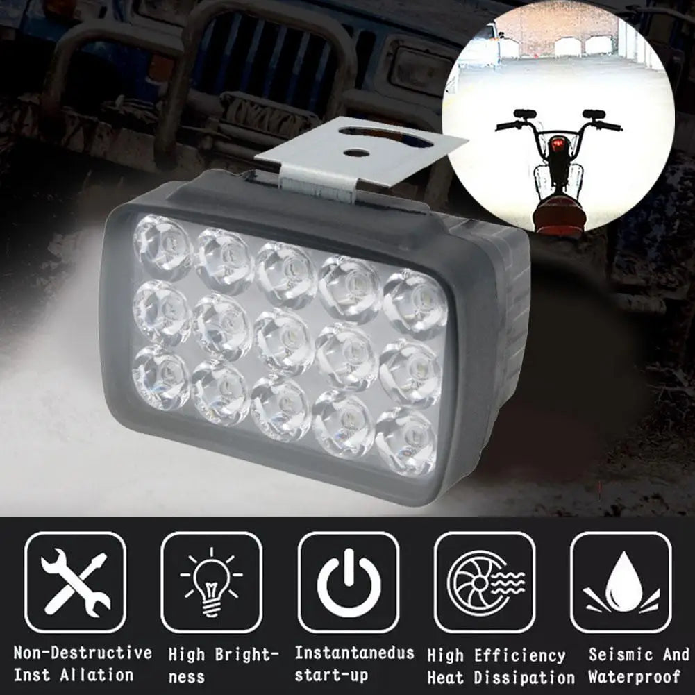 12V LED Work Light Bar 6/8/9/12/15/16 LED SMD Motorcycle Headlight Fog