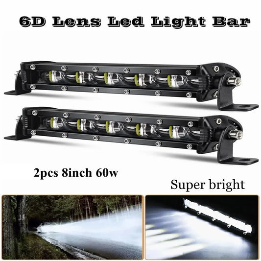 8Inch 60W 6D Lens LED Light Bar Combo Led Work Light For 4x4 Off Road