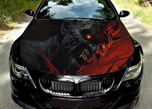 Scary Monster Design Car Hood Vinyl Stickers Wrap Vinyl Film Engine