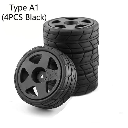 4Type RC Rally Car Plastic Wheel Rim Rubber Tires for 1/10 Model Car