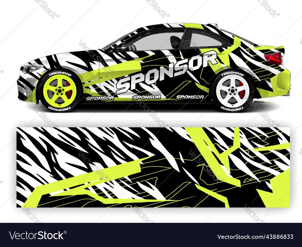 Zebra Full Body Racing Car Graphic Decal Vinyl Wrap Car Full Wrap