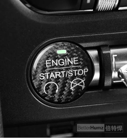 Red/Black Carbon Fiber Car Engine Start Stop Button Sticker For Ford