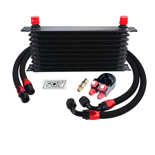 Universal 10 Rows Oil Cooler Kit + Oil Filter Sandwich Adapter +