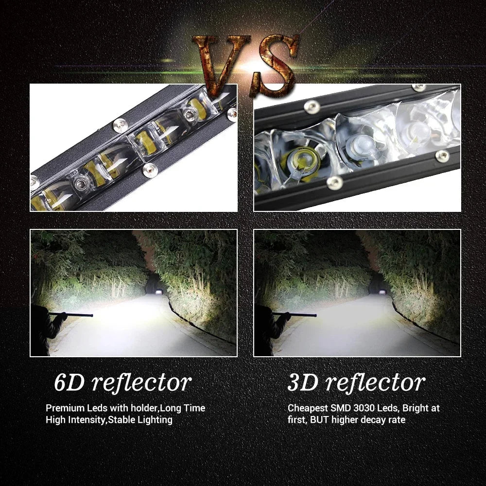 8Inch 60W 6D Lens LED Light Bar Combo Led Work Light For 4x4 Off Road