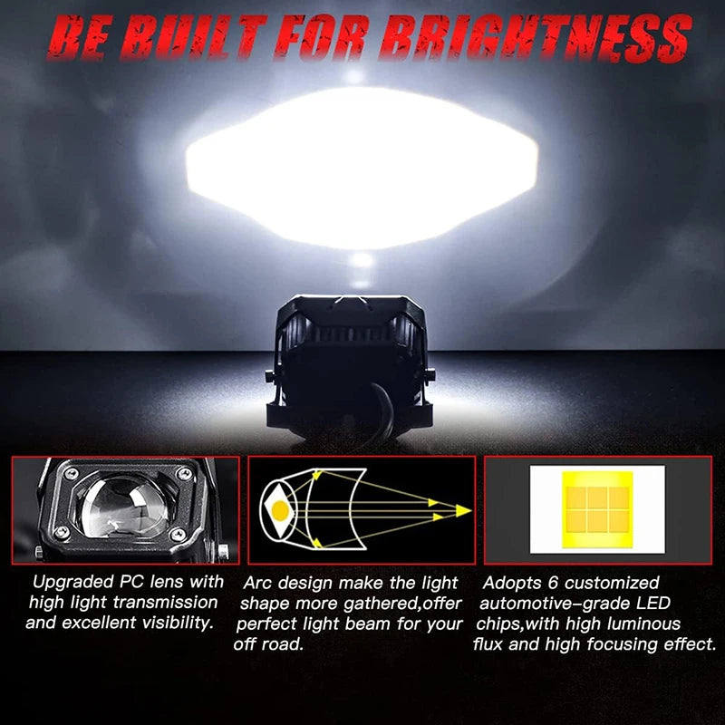 2.7Inch Led Motorcycle Fog Light Headlights with 3 Modes  Auxiliary