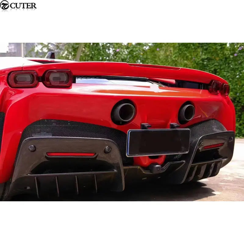 SF90 OEM Dry Carbon Fiber Front Bumper Lip Rear Bumper Diffuser Side