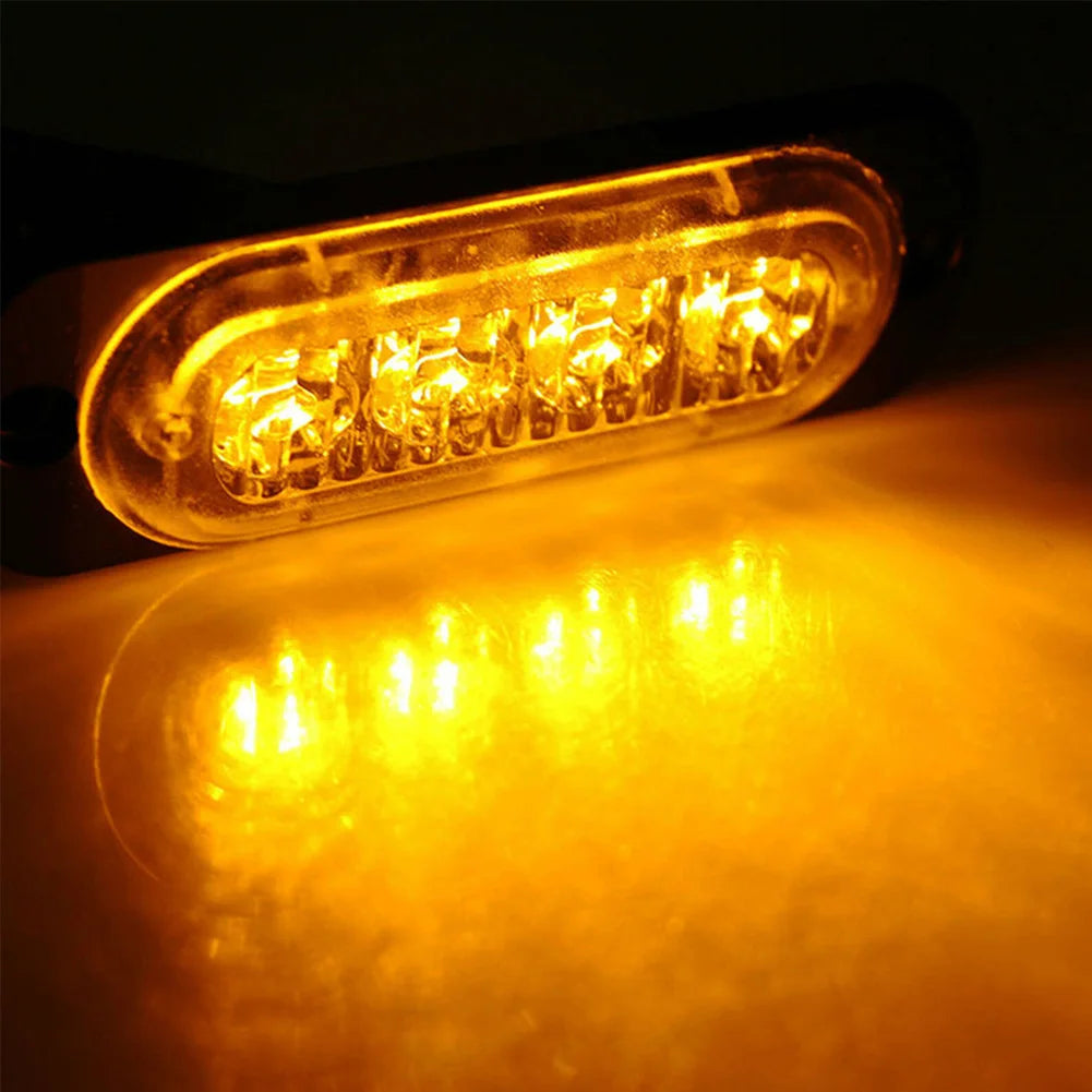 4Pcs LED Amber Grille Light Lightbar For Truck/Van/Off-road/Car 12-24V