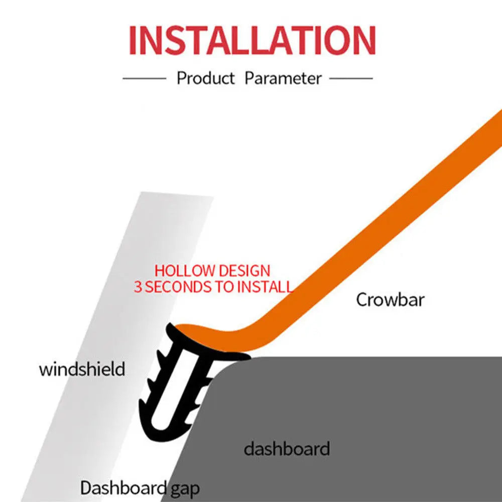 UType 1.6M Car Dashboard Strip Front Windshield Sealing Rubber Strips