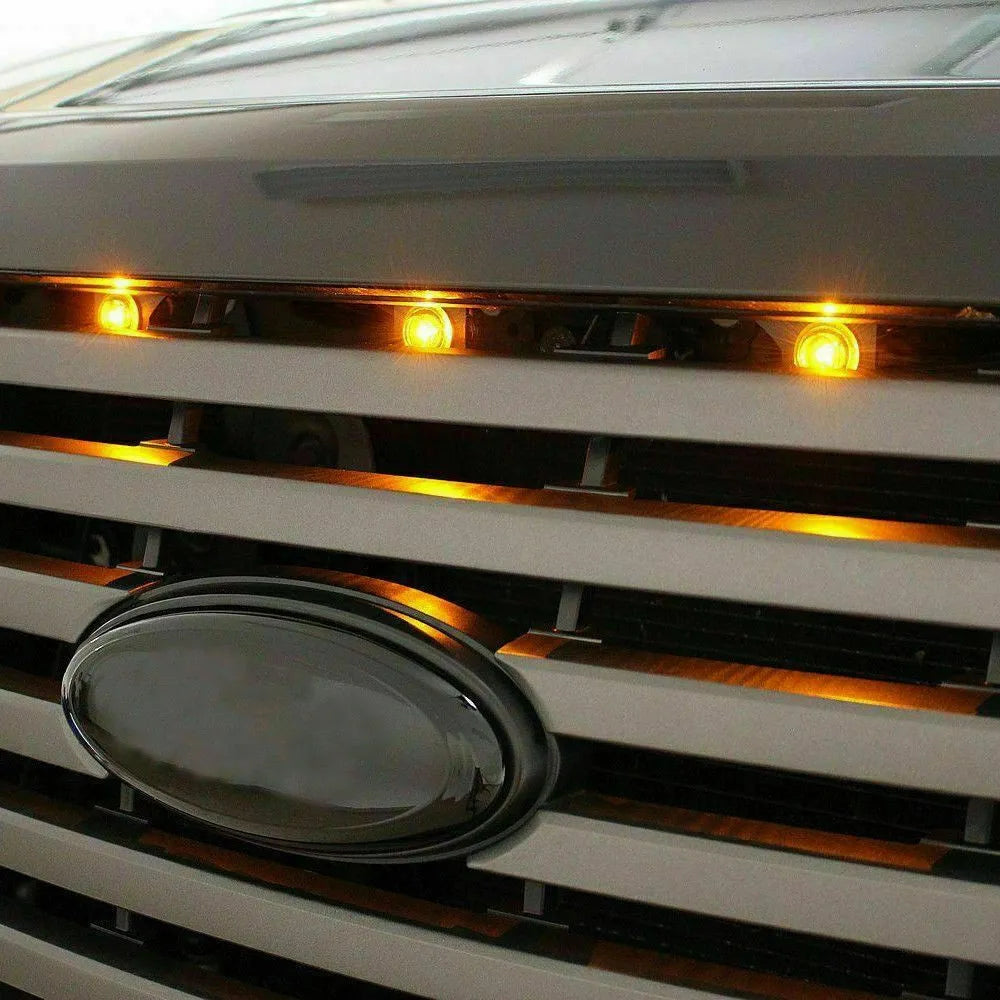 6Pcs Amber Car Light LED Front Grille Running Lights Grille Mesh