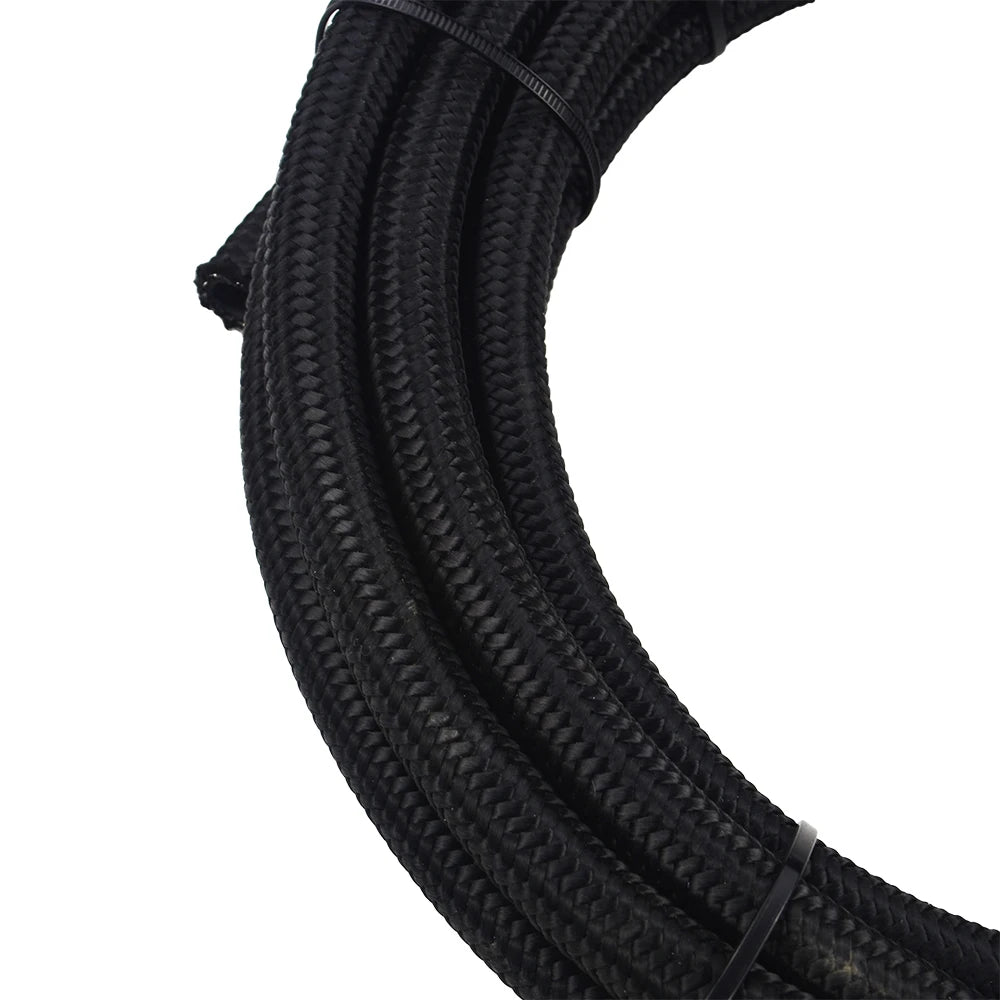 LIZHI RACING - AN6 Black  Braided Racing Hose Fuel Oil Line + Fitting