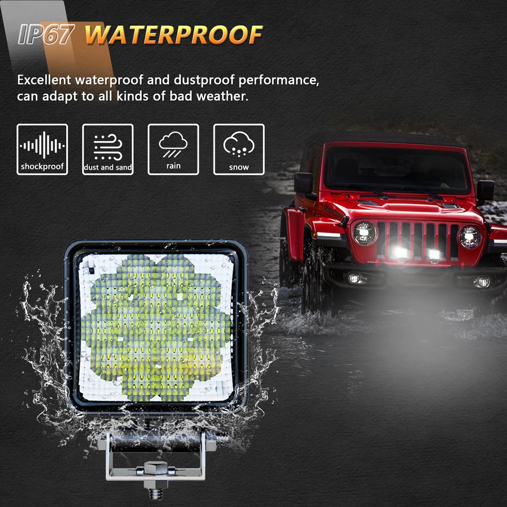 2PCS X2 Led Off Road Lights 160W 10000LM Super Bright 6000K Spot &