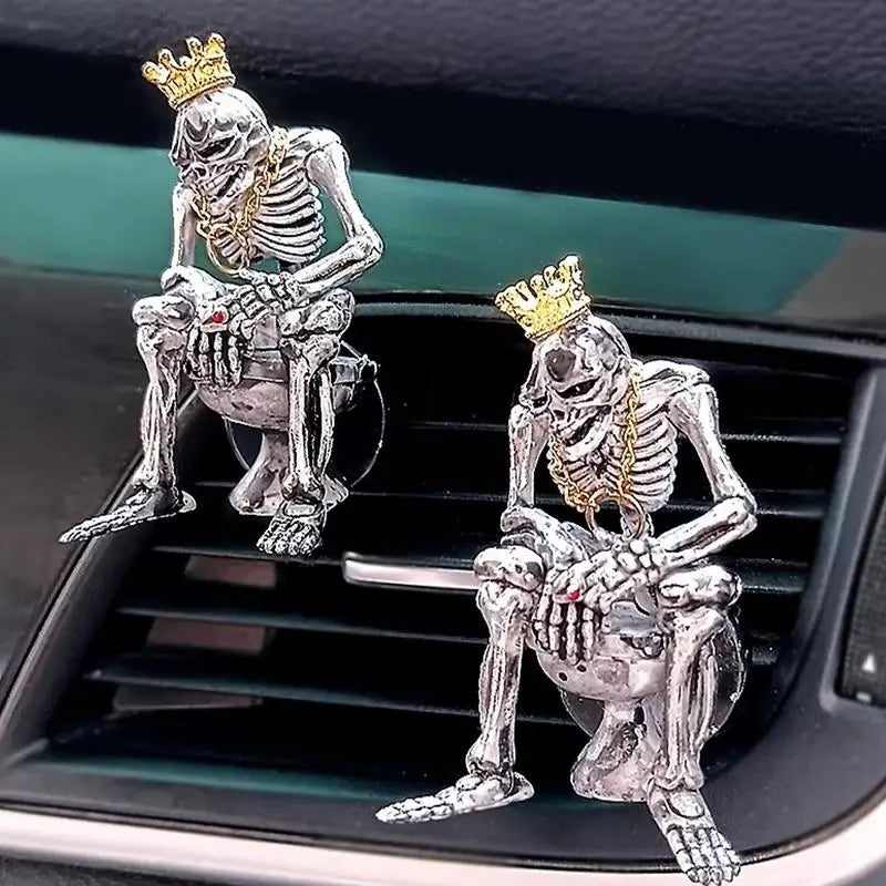 Skeleton Car Air Freshener, Desperate Crown Gold Chain Skull