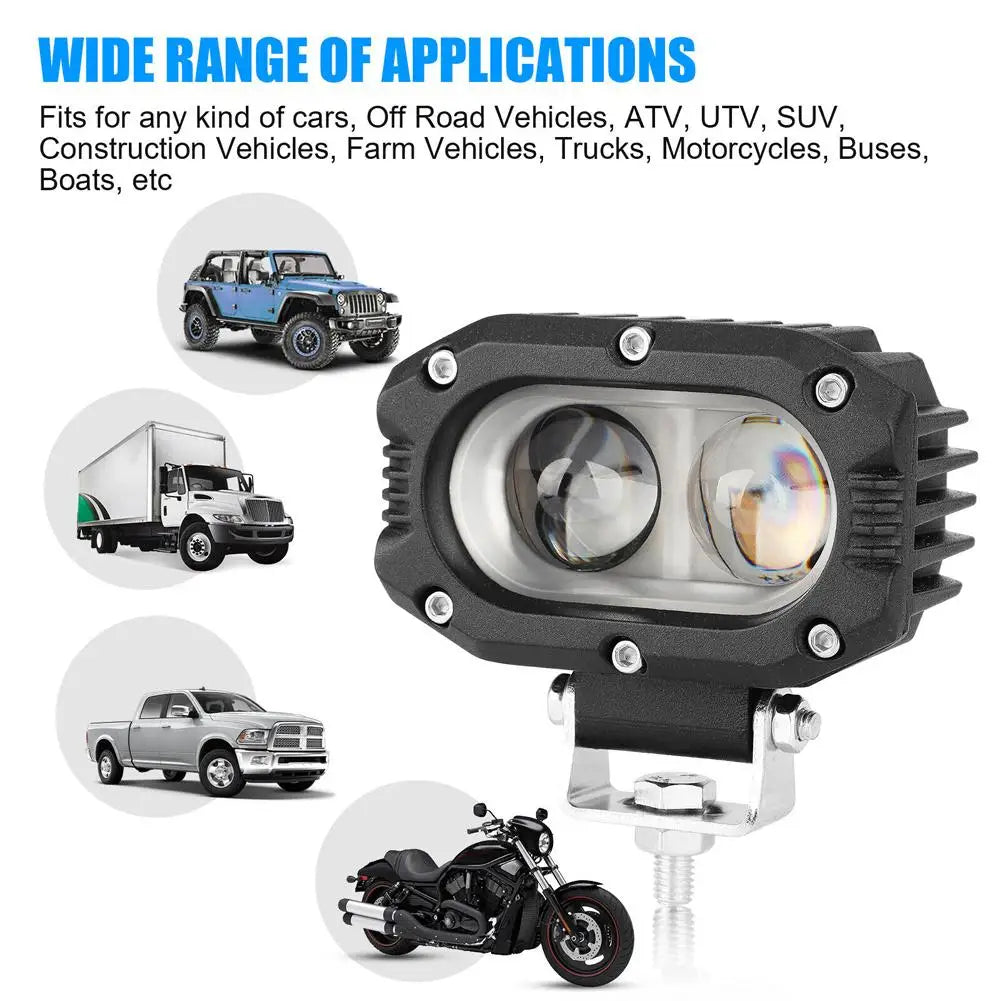 4 Inch Lens Car Led Work Light 2led Square Headlight Spotlight Driving