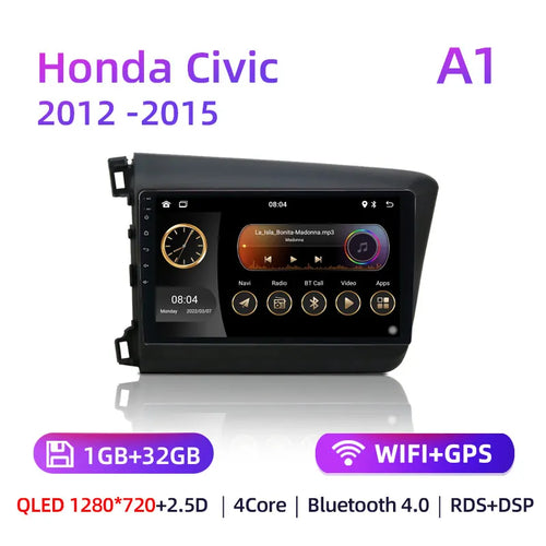 9" Android 12 Car Radio 8 Core For Honda Civic 2012 2013 2014 2015