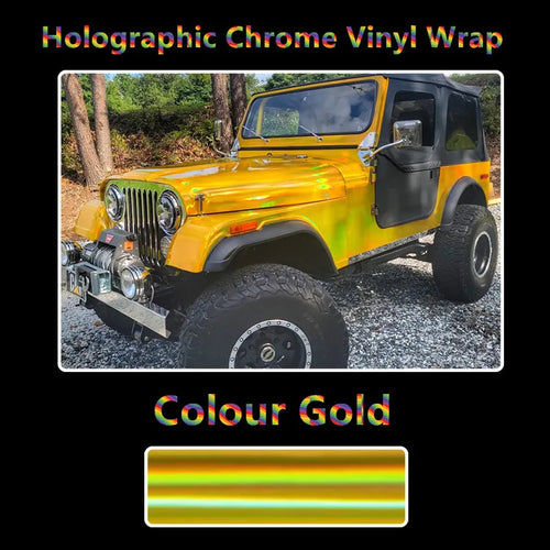 1.52X18M Stretchable Silver Holographic Chrome vinyl Wrap