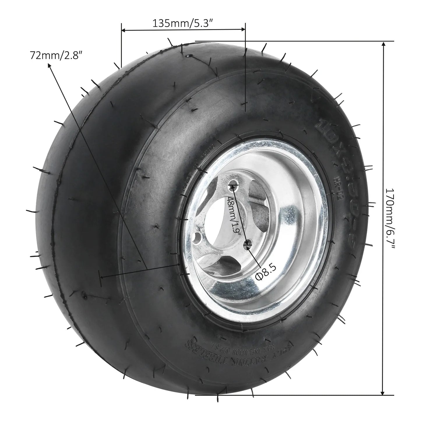 TDPRO 4 pack Front Rear Wheels Tyre Rim10x4.50-5 +11x7.10-5 Aluminum