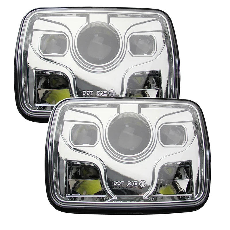 2PCS 7x6" 5x7 Inch Rectangular Sealed Beam LED Headlight With DRL For