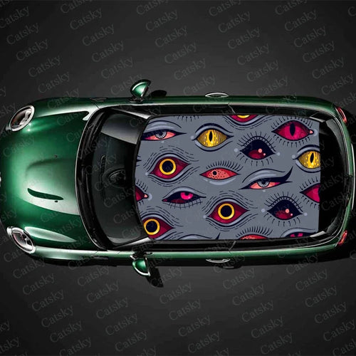 Scary Monster Eyes Car Roof Sticker Wrap Racing SUV Accessories