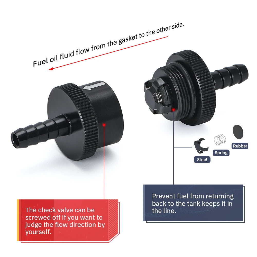 6 Size 4MM / 6MM / 8MM / 10MM / 12MM / 16MM Non Return One Way Fuel