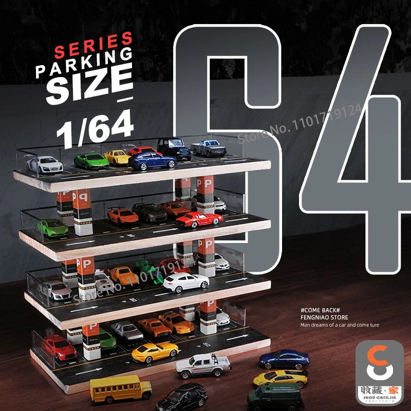 1/64 Scale Simulated Open-air Parking Lot Four Floors Acrylic Car