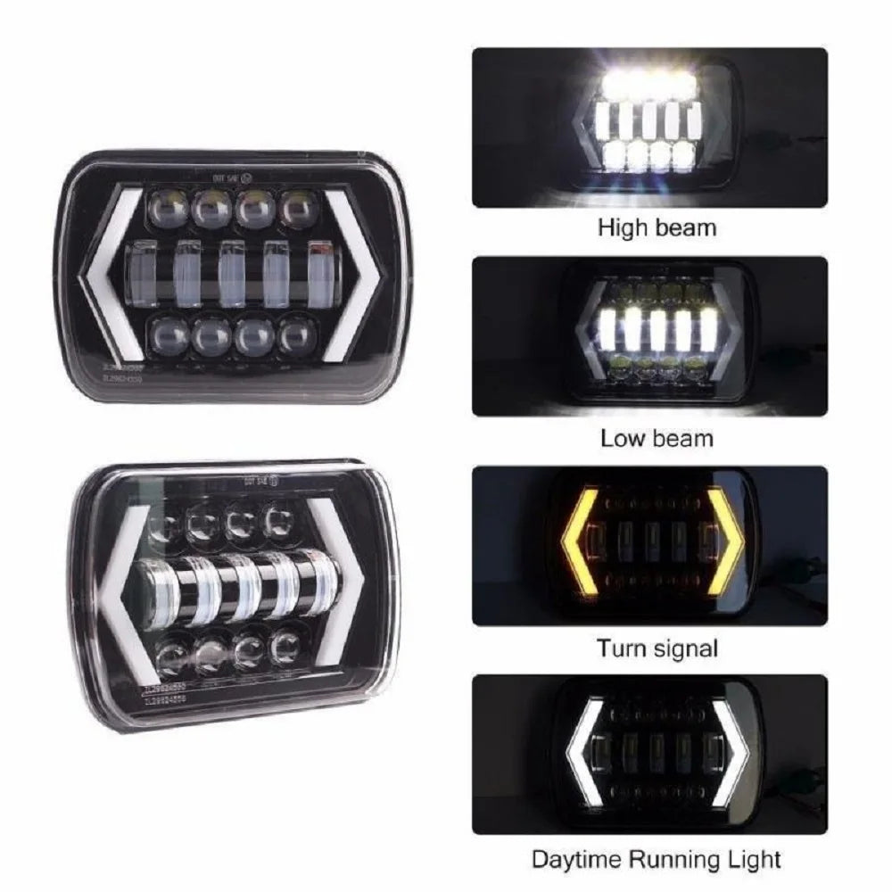 2Pcs 7x5 7x6 Inch Led Headlight High/Low Beam Turn Signal Light DRL