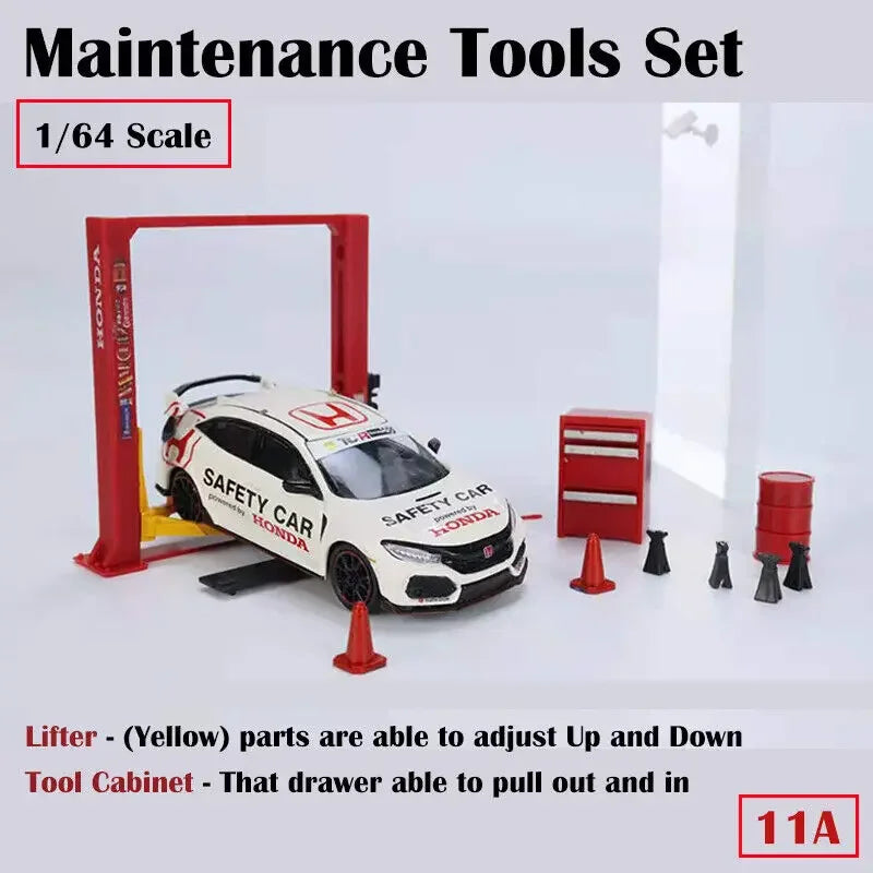 12Pcs/Set Diorama 1/64 Car Garage Maintenance Tools Alloy Die-Cast