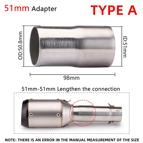 Universal Motorcycle Exhaust Adapter Escape 51mm 60mm to 51mm Pipe