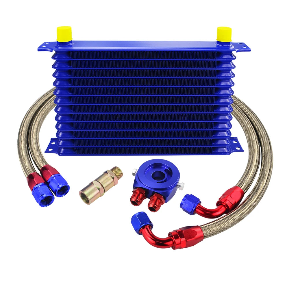 LIZHI- UNIVERSAL 13ROWS OIL COOLER KIT + OIL FILTER SANDWICH ADAPTER+