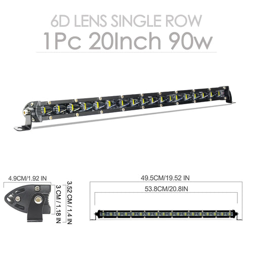 1/2PCS 6D Lens 20inch 90W LED Work Light Bar Off Road Accessories 4x4