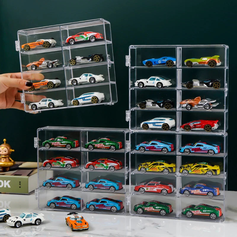 1:64 Scale Car Model Storage Box 8 Slot Clear Display Shelf Toy Car