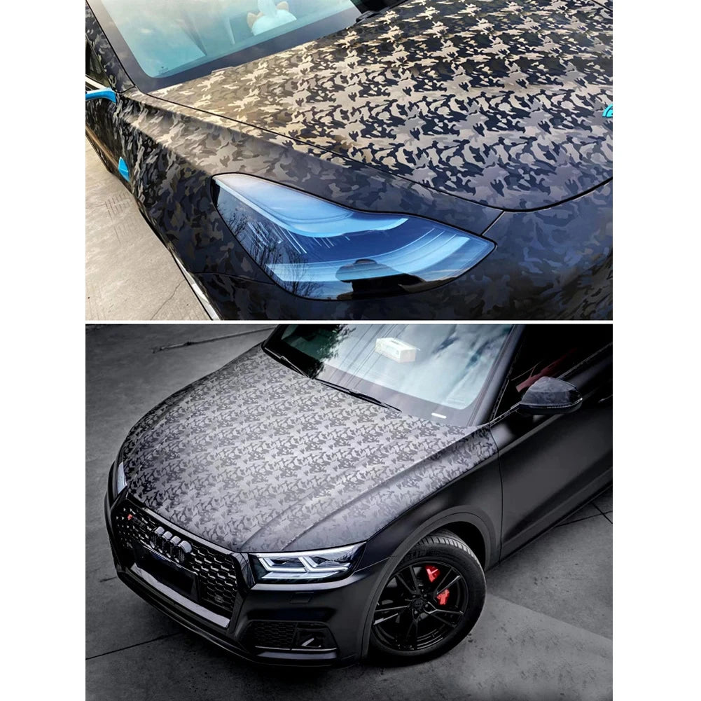 18m x 1.52m 3D Ghost Black Camouflage Film Car Whole Body Vinyl Wrap