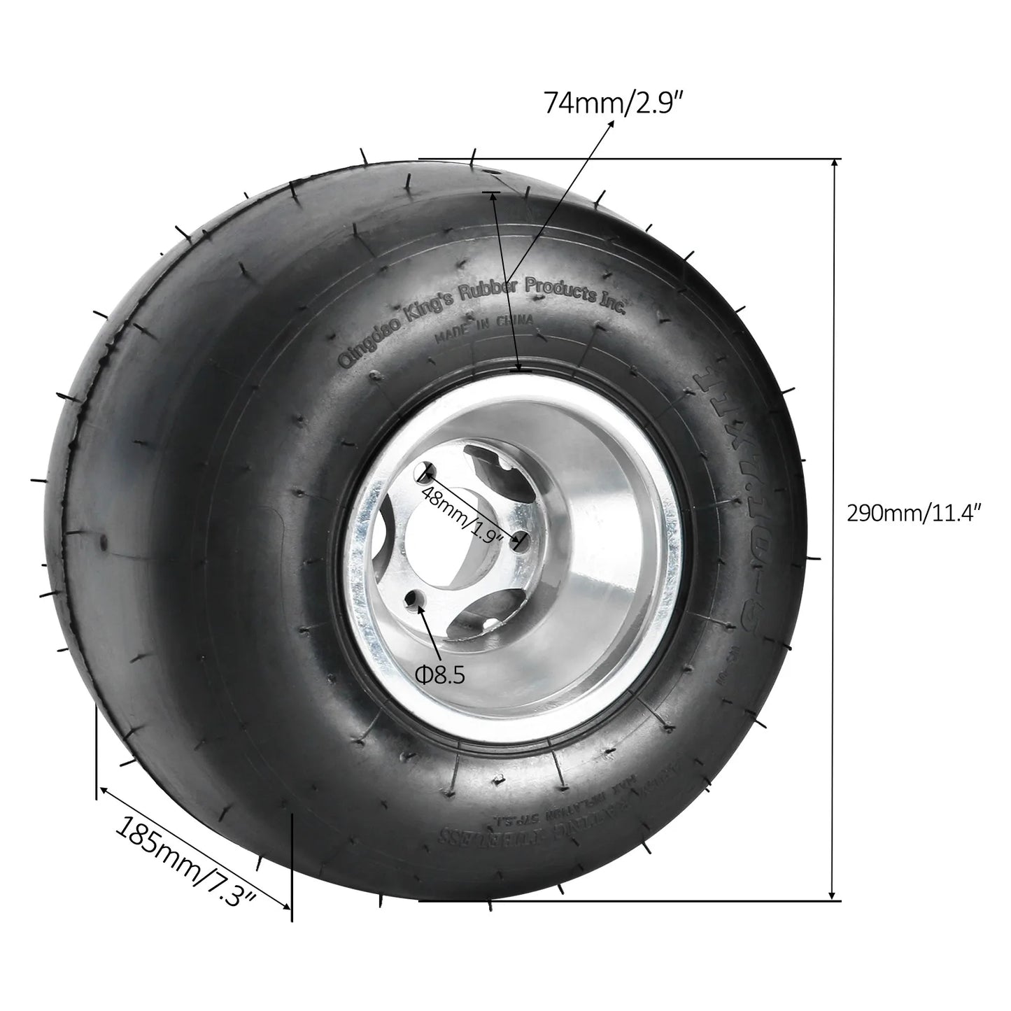 TDPRO 4 pack Front Rear Wheels Tyre Rim10x4.50-5 +11x7.10-5 Aluminum